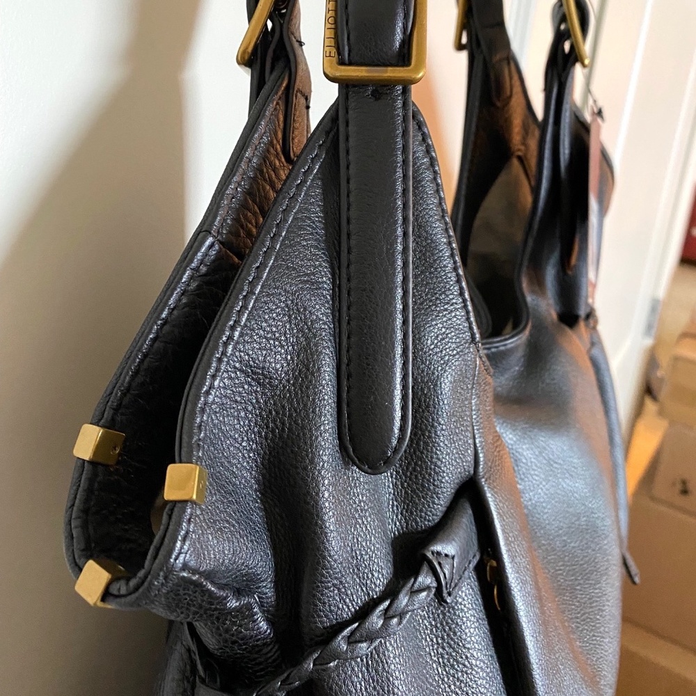 NWT Elliot Lucca Black Leather Satchel - Picture 5 of 12